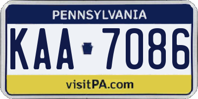 PA license plate KAA7086