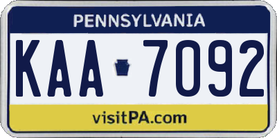 PA license plate KAA7092