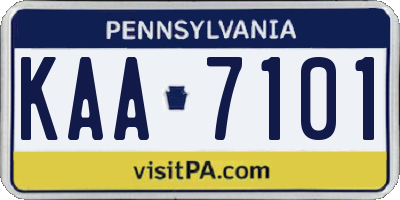 PA license plate KAA7101