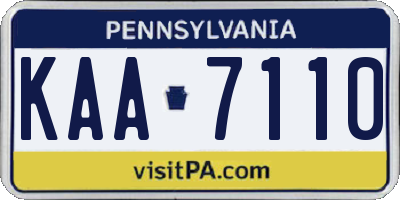 PA license plate KAA7110