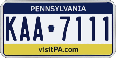 PA license plate KAA7111