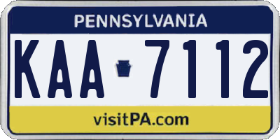 PA license plate KAA7112