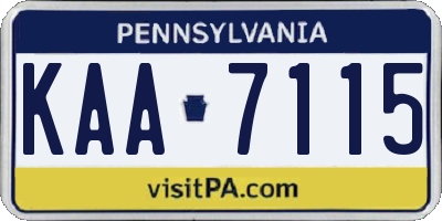 PA license plate KAA7115
