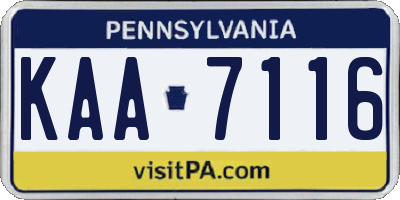 PA license plate KAA7116