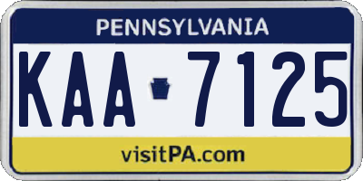 PA license plate KAA7125