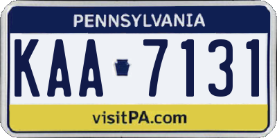 PA license plate KAA7131