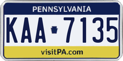 PA license plate KAA7135