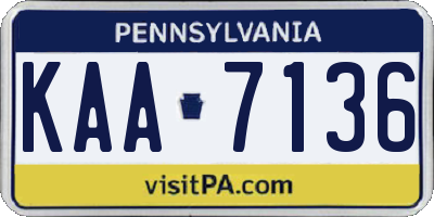 PA license plate KAA7136