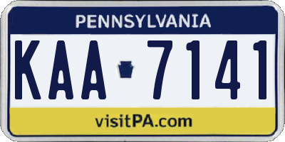 PA license plate KAA7141