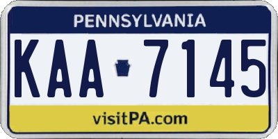 PA license plate KAA7145