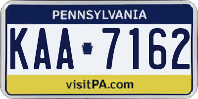PA license plate KAA7162