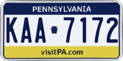 PA license plate KAA7172