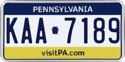 PA license plate KAA7189
