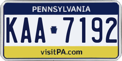 PA license plate KAA7192