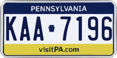 PA license plate KAA7196