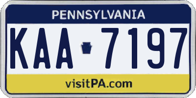 PA license plate KAA7197