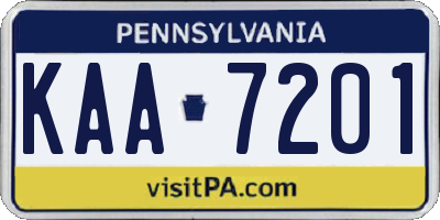PA license plate KAA7201