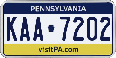 PA license plate KAA7202
