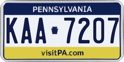 PA license plate KAA7207