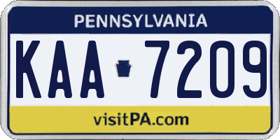 PA license plate KAA7209