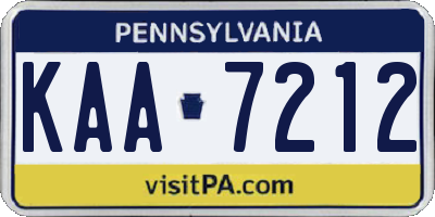 PA license plate KAA7212