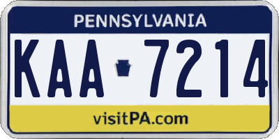 PA license plate KAA7214