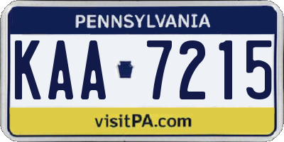PA license plate KAA7215
