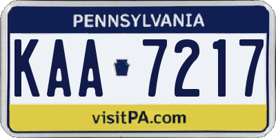 PA license plate KAA7217
