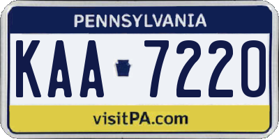 PA license plate KAA7220