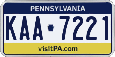 PA license plate KAA7221