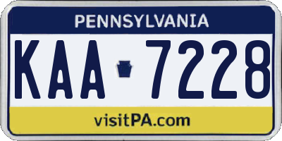 PA license plate KAA7228