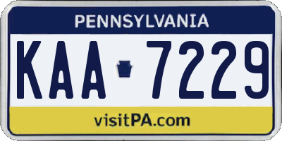 PA license plate KAA7229