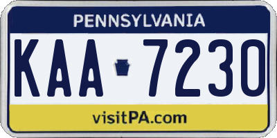 PA license plate KAA7230