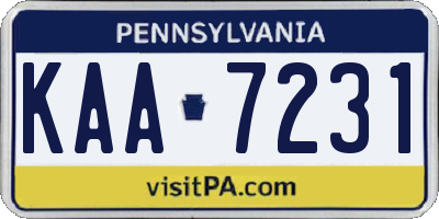 PA license plate KAA7231