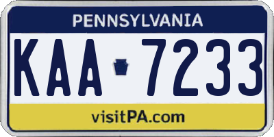 PA license plate KAA7233