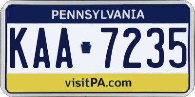 PA license plate KAA7235