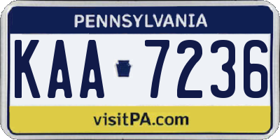 PA license plate KAA7236