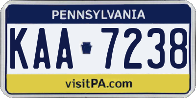 PA license plate KAA7238