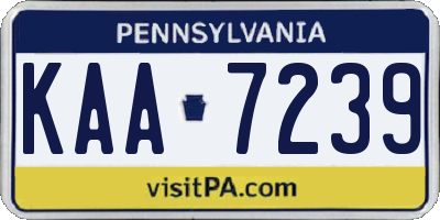 PA license plate KAA7239