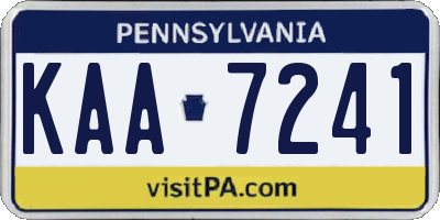 PA license plate KAA7241