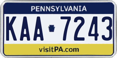 PA license plate KAA7243