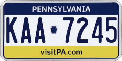 PA license plate KAA7245
