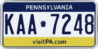 PA license plate KAA7248