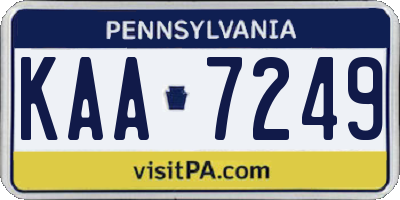 PA license plate KAA7249