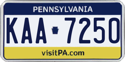 PA license plate KAA7250