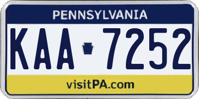 PA license plate KAA7252