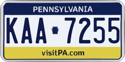 PA license plate KAA7255
