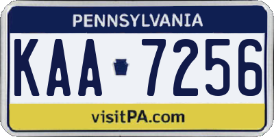 PA license plate KAA7256