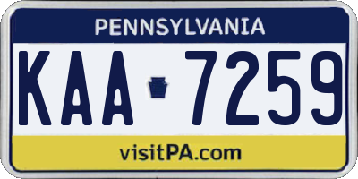 PA license plate KAA7259