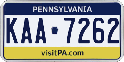 PA license plate KAA7262
